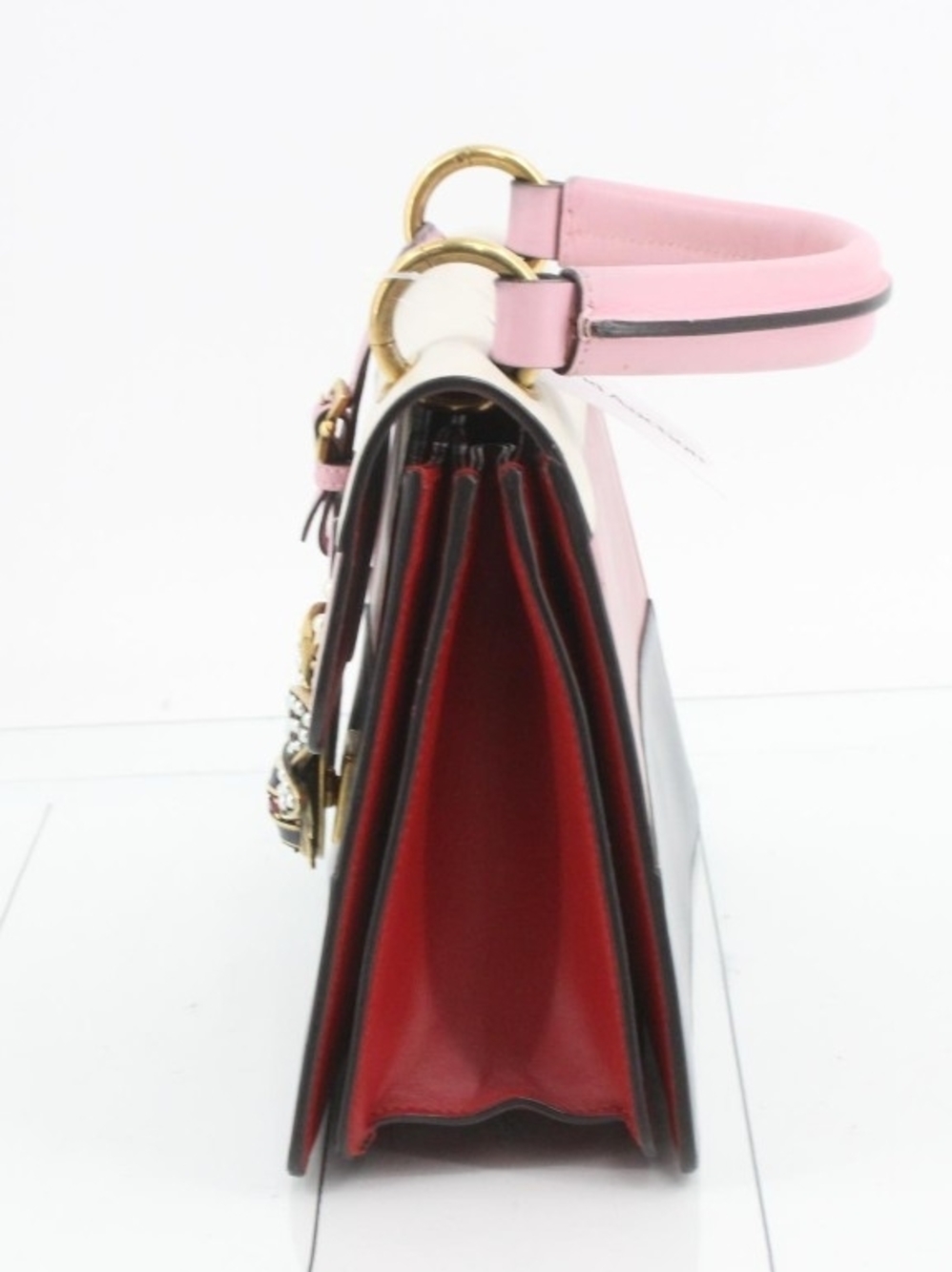 Gucci Queen Margaret Leather Handbag Shoulder Bag Blue Red Color White - Picture 3 of 5